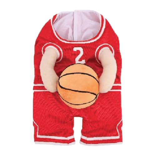 AUklOPVZZ Auffälliges Hunde Basketball Outfit, verstellbare Träger für einfaches Tragen, Basketball Kleidung, Polyester Basketball Kleidung, Rot, S von AUklOPVZZ