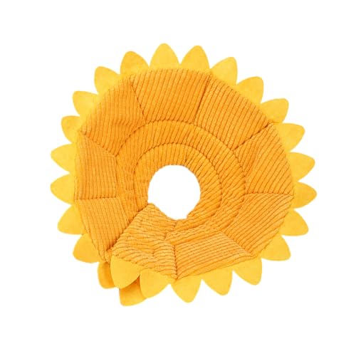 AUklOPVZZ Baumwoll Haustier Erholungshalsband, Sonnenblume für sanften Schutz, Sonnenblume Form, Katzenkegelhalsband, Tuch, Haustier Sonnenblumenhalsband, M von AUklOPVZZ