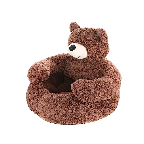 AUklOPVZZ Bear Hug Katzenschlafmatte, weicher Stoff, wasserdicht und rutschfest, Haustierbett für Katzen, Bett für Hunde, Hundesofa, Komfort für Haustiere, Kaffee, L (Durchmesser 55 cm) von AUklOPVZZ