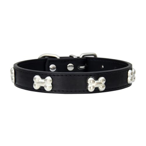 AUklOPVZZ Bequemes und stilvolles Haustierhalsband für Hunde Aller Größen. PU Katzenhalsband. PU Hundehalsbänder. Hundehalsband. Langlebig, Schwarz, 1.5 * 37cm von AUklOPVZZ