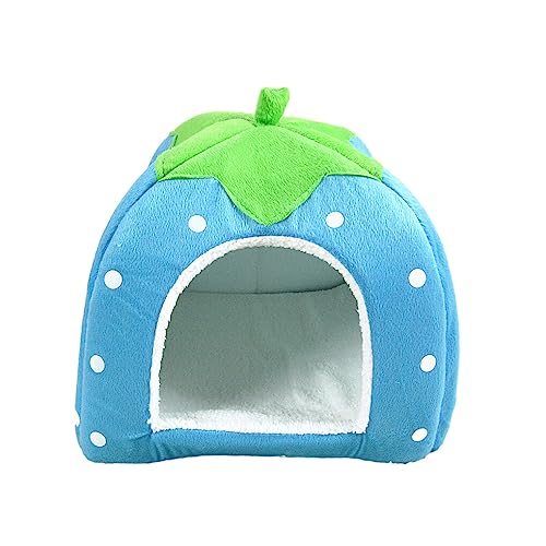 AUklOPVZZ Hundebett verdicken Baumwolle Katzenhaus Katzenbett Zwinger Hase Haustier halb unten Haustierbett weich für unten Katze Hundebett Hase, Blau, M（31x31） cm von AUklOPVZZ