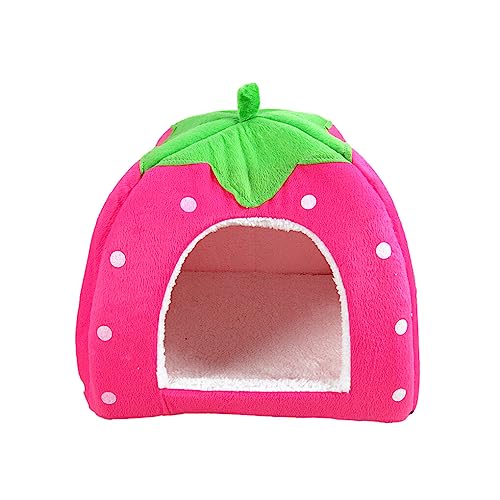 AUklOPVZZ Hundebett verdicken Baumwolle Katzenhaus Katzenbett Zwinger Hase Haustier halb unten Haustierbett weich für unten Katze Hundebett Hase, Rosa, M（31x31） cm von AUklOPVZZ