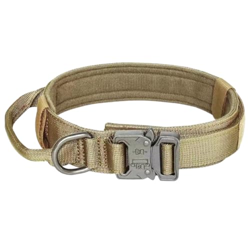 AUklOPVZZ Hundehalsband mit verstellbaren Schnallen für mittelgroße und große Hunde. Strapazierfähiges und stilvolles, verstellbares Militärhalsband aus Nylon, Khaki, M von AUklOPVZZ