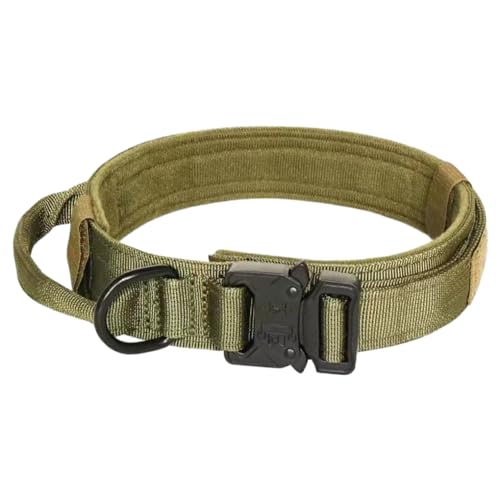 AUklOPVZZ Hundehalsband mit verstellbaren Schnallen für mittelgroße und große Hunde. Strapazierfähiges und stilvolles, verstellbares Militärhalsband aus Nylon, Militärs grün, M von AUklOPVZZ