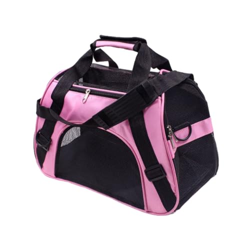 AUklOPVZZ Hundetasche mit großer Kapazität, atmungsaktiv und bequem, hält Lange mit tragbarer Haustiertrage, Polyester Hundehandtasche, Katzentasche, Rosa, M von AUklOPVZZ