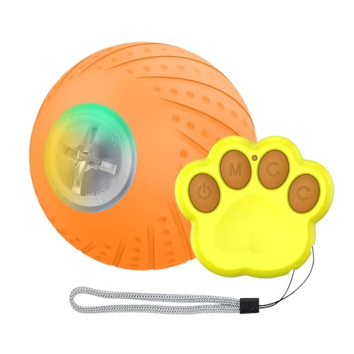 AUklOPVZZ Interaktives Haustierspielzeug, Zwei Arbeitsmodi, zahnfreundlich, Fernbedienung, hat eine Lange Akkulaufzeit, Katzenball, Hundeball, Hundespielzeug, Englisches Orange, Fernbedienung von AUklOPVZZ