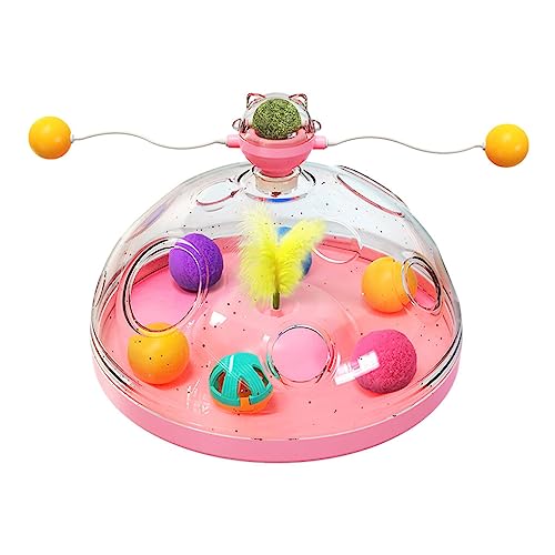 AUklOPVZZ Katze Spielzeug Interaktive Kätzchen Für Spinning Track Plattenspieler Ball Spiel Katzen Tunnel Necken Schatz Gehirn Brust Puzzles Liefert, Rosa von AUklOPVZZ