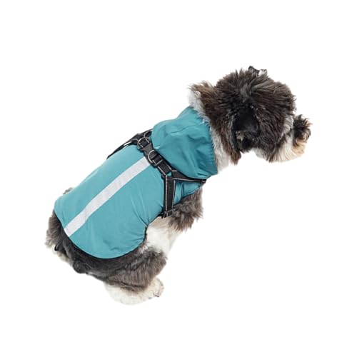 AUklOPVZZ Leichte und atmungsaktive Haustier Regenjacke, für regnerische Spaziergänge, Hund mit Kapuze, wasserdichte Regenjacke, Polyester Hunde Regenmantel, stilvoll, Grün, 3XL von AUklOPVZZ