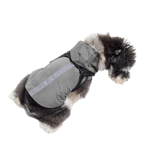 AUklOPVZZ Leichte und atmungsaktive Haustier Regenjacke, für regnerische Spaziergänge, Hund mit Kapuze, wasserdichte Regenjacke, Polyester Hunde Regenmantel, stilvoll, grau, 3XL von AUklOPVZZ