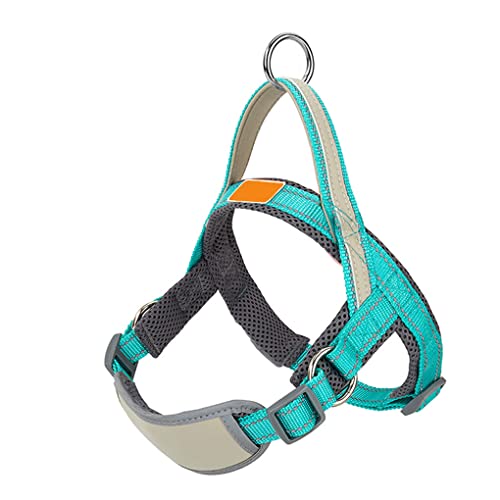 AUklOPVZZ Pet Vest Harness Dog Strap Atmungsaktive Klammer Rostfreie Hardware Einstellbare Reflektierende Leine Quick Fit Walking Training, Blau, M von AUklOPVZZ