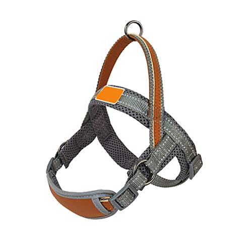 AUklOPVZZ Pet Vest Harness Dog Strap Atmungsaktive Klammer Rostfreie Hardware Einstellbare Reflektierende Leine Quick Fit Walking Training, Grau, L von AUklOPVZZ