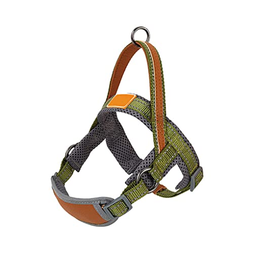 AUklOPVZZ Pet Vest Harness Dog Strap Atmungsaktive Klammer Rostfreie Hardware Einstellbare Reflektierende Leine Quick Fit Walking Training, Grün, L von AUklOPVZZ