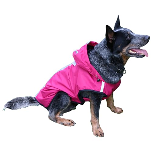 AUklOPVZZ Premium Hunderegenmantel, leicht, verstaubar, gut sichtbare Streifen für Sicherheit, leichte, verstaubare Hundejacke aus Polyester, Rosenrot, XXL von AUklOPVZZ