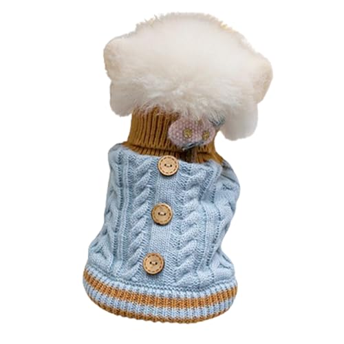 AUklOPVZZ Verkleiden Sie Ihren Welpen mit einem süßen und modischen Winter Hundepullover. Winter Hundepullover Jacke, Polyester Winter Haustierkleidung, stilvoll, blau L von AUklOPVZZ