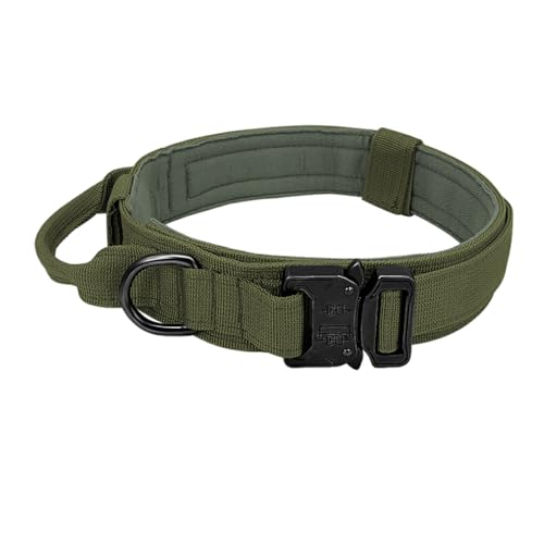 AUklOPVZZ Verstellbares taktisches Hundehalsband, Schnallenverschluss, einfache Struktur, Bequeme Passform, Halsband, Leine, Nylon, mühelos, reißfest, Grün, XL von AUklOPVZZ