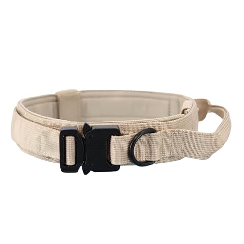 AUklOPVZZ Verstellbares taktisches Hundehalsband, Schnallenverschluss, einfache Struktur, Bequeme Passform, Halsband, Leine, Nylon, mühelos, reißfest, Khaki, XL von AUklOPVZZ