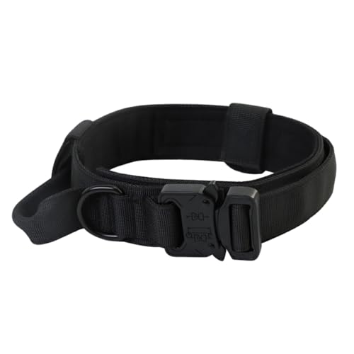 AUklOPVZZ Verstellbares taktisches Hundehalsband, Schnallenverschluss, einfache Struktur, Bequeme Passform, Halsband, Leine, Nylon, mühelos, reißfest, Schwarz, M von AUklOPVZZ