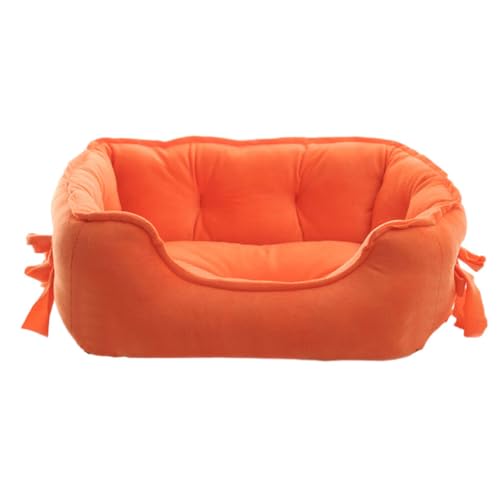 AUklOPVZZ Waschbares und pflegeleichtes Haustierbett für vielbeschäftigte Haustierbesitzer. wasserdichte Unterseite aus Polyester. Hundehütte. Hundebett. Haustierbetten. Weich, orange, S von AUklOPVZZ