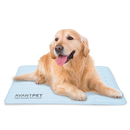 AVANTPET Cool Gel Reversible Bequeme Haustier-Kühlmatte für Katzen und Hunde, druckaktiviert, ungiftiges Gel, leicht zu reinigen, wasserdicht (groß, blau) von AVANTPET