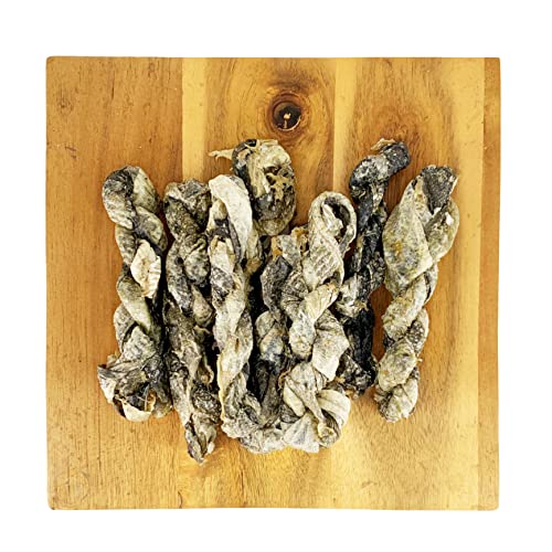 Hund Leckerli Getreidefrei. Hundesnack Fisch. Getrockneter Kabeljauhaut. Omega -3. Kauartikel Natur für Kleine Mittleregroße Grosse Hunde. Swirl. 120 G von AVANZONA