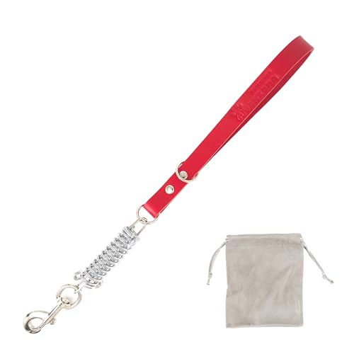 Kurzführer Hund Leder. Ruckdämpfer Hundeleine. Lederhundeleine. Hundelein Zugstopp Große Hunde. 45cm. Rot. von AVANZONA