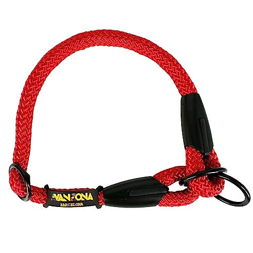 Zugstopp Halsband Hunde. Semi Martingale Hundehalsband für Kleine, Mittlere und Große Hunde. Verstellbarer Schlupf auf Nylon Rund. Rot. von AVANZONA