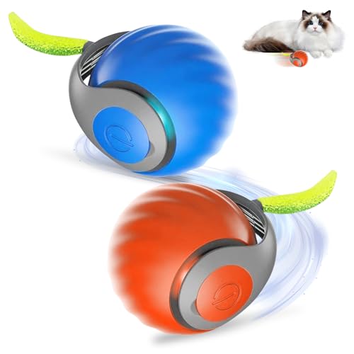 AVCXEC Katzenball Elektrisch Hundespielzeug Ball, 2 Stück Magic Ball Hund Katzenspielzeug Ball Elektrisch, Interaktiver Spielball Beweglicher Katzenball Selbstrollender Ball für Katzen und Hunde von AVCXEC