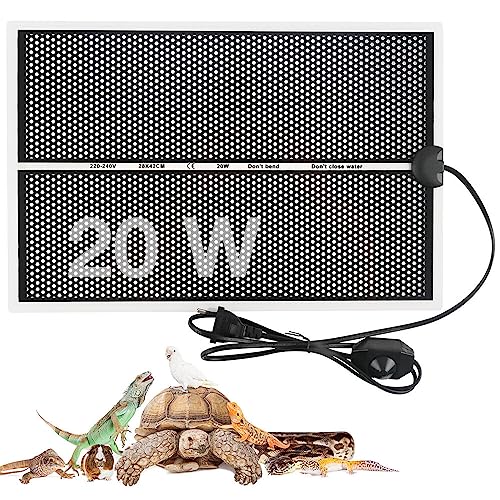 AVCXEC Terrarium Heizmatte, 20W Einstellbar Reptil Heizmatte mit Temperaturregelung, Reptile Wärmekissen, Wärmematte Terrarium für Reptilien Schildkröte, Schlangen, Eidechse, Gecko, Spinne (42x28CM) von AVCXEC