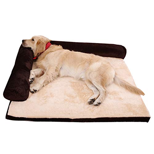 AVEEWA Extra Großes Memory Foam Hundesofa, Hundematratze Für Große Hunde, Mit Festem 5CM Memory Foam, Abnehmbar Und Waschbar, Four Seasons Universal Doghouse Sofa-Brown||M von AVEEWA