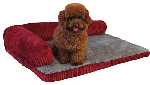 AVEEWA Extra Großes Memory Foam Hundesofa, Hundematratze Für Große Hunde, Mit Festem 5CM Memory Foam, Abnehmbar Und Waschbar, Four Seasons Universal Doghouse Sofa-Red||M von AVEEWA