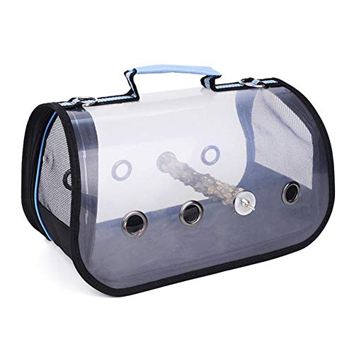 AVEEWA Leichte Vogeltrage - Vogelreisekäfig PVC Transparente Atmungsaktive Papageienhandtasche Mit Einem Holzstab, Hunderucksackträger Für Haustiervogel-Blue||L von AVEEWA