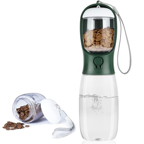 AVELORA Hunde-Wasserflasche, tragbare Haustier-Wasserflasche mit Futterbehälter, tragbarer Wasserspender für Katzen, Kaninchen, Welpen und andere Haustiere zum Spazierengehen, Wandern, Reisen (540 ml) von AVELORA