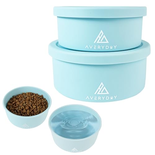 AVERYDAY 850.5 g Reise Hundenäpfe mit Deckel, 2-in-1 Tragbare Futternäpfe für Futter und Wasser, auslaufsichere Reise Hundefutter & Wassernapf für Outdoor, Camping, Reise Hund Futternapf, Tagespflege von AVERYDAY