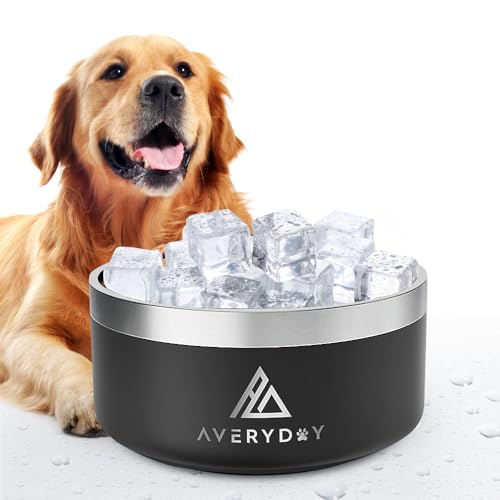 AVERYDAY 530 ml gewichteter isolierter Hundenapf, Edelstahl-Hundenapf, kein Verschütten, Wassernapf für Hunde, rutschfester Outdoor-Hundenapf für Katzen, Metallnapf für große, mittelgroße und kleine von AVERYDAY