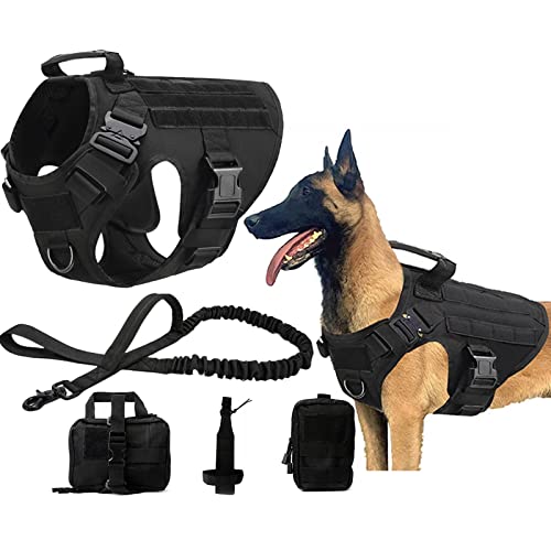 K9 Taktisches Militär-Hundegeschirr, Nylon, Armee-Hundeweste, Training, Jagd, Molle, Hundegeschirr, taktische Ausrüstung für mittelgroße und große Hunde. (BK, S) von AVLUZ