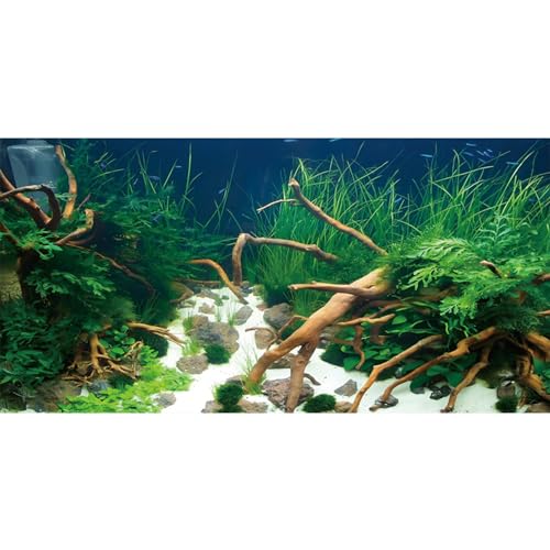 AWERT 122 x 45,7 cm Polyester-Unterwassergraspflanzen, Aquarium-Hintergrund, Wasserpflanzen, Stein, Flussbett und totes Holz, Stein, Aquarium-Hintergrund von AWERT