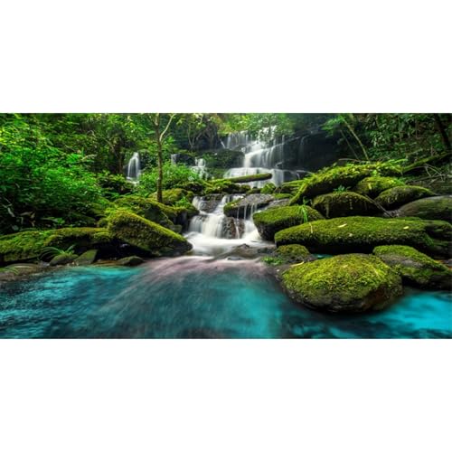 AWERT 91,4 x 50,8 cm Wasserfall Terrarium Hintergrund Tropischer Regenwald Aquarium Hintergrund Berg See Grün Baum Reptil Habitat Hintergrund Haltbarer Polyester Hintergrund von AWERT