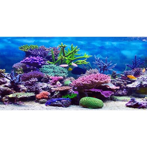 AWERT Aquarium-Hintergrund, Vinyl, Unterwasser-Thema, 182,9 x 61 cm, bunt, Koralle, tropische Fische, Unterwasserwelt, Aquarium-Hintergrund von AWERT