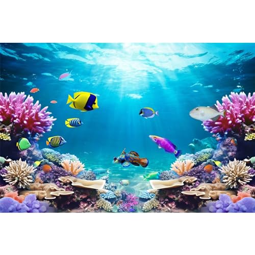 AWERT Hintergrund für Aquarien, Unterwasserwelt, Unterwasserwelt, Unterwasser-Thema, Aquarium-Hintergrund, Polyester, bunt, Koralle, tropischer Aquarium-Hintergrund, 121,9 x 50,8 cm von AWERT