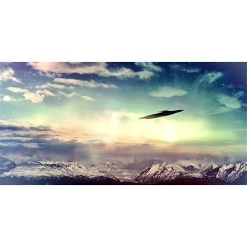 AWERT Hintergrund für Aquarien, Weltraum, UFO in Himmel, Wolken, Aquarium-Hintergrund, Science-Fiction-Terrarium-Hintergrund, 183 x 45 cm von AWERT