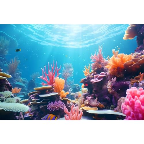 AWERT Hintergrund für Aquarium, Motiv: Ozean, Unterwasserwelt, bunt, Koralle, tropischer Aquarium-Hintergrund, Polyester, Unterwasserwelt, 61 x 40,6 cm von AWERT