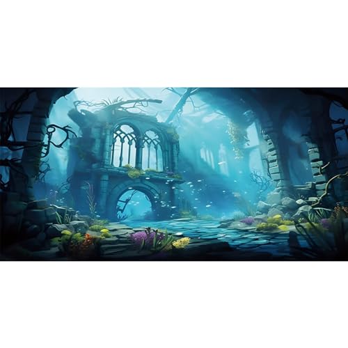 AWERT Hintergrund für Unterwasser-Aquarium, 91,4 x 45,7 cm, Polyester, Ruinen, Aquarium-Hintergrund, Unterwasserpflanzen, Aquarium-Hintergrund von AWERT