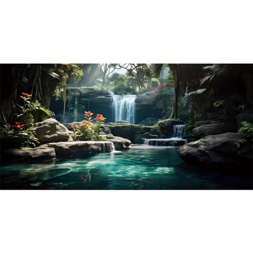 AWERT Hintergrund für tropische Wasserfälle, 76,2 x 30,5 cm, tropische Pflanzen, Aquarium-Hintergrund, Reptilien-Lebensraum, Hintergrund, natürlicher Terrarium-Hintergrund von AWERT