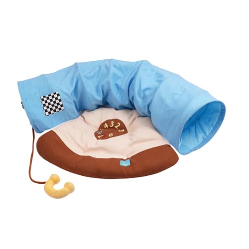 ＡＷＨＡＯ 2-in-1-Katzenbett, Spieltunnel mit Abnehmbarer Matte, Spielzentrum, Katzenhöhle, Haustiertunnel für Kaninchen, Haustiere im Freien, Hamster, Katzen von ＡＷＨＡＯ