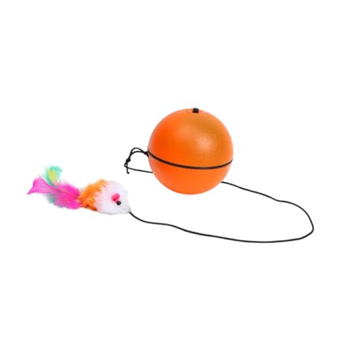 ＡＷＨＡＯ Automatisch rollender interaktiver Ball, Katzenfederball, tragbarer Vermeidungsball für Katzen, für Wohnzimmer, Esszimmer und den Innenbereich, Orange von ＡＷＨＡＯ