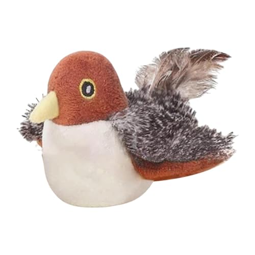 ＡＷＨＡＯ Chirping Bird Cat Toy Interaktive Katzenspielzeug lustige lebhafte Innenkatzen Simulationsübung, Brauner Vogel von ＡＷＨＡＯ