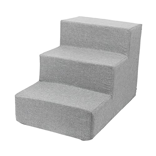 ＡＷＨＡＯ Faltbare Haustiertreppe, abnehmbare Abdeckleiter, 3 Stufen, waschbar, Tierbedarf, Rampe, Treppe für Hunde und Welpen, Sofa, Hochbett, Klettern, GRAU von ＡＷＨＡＯ