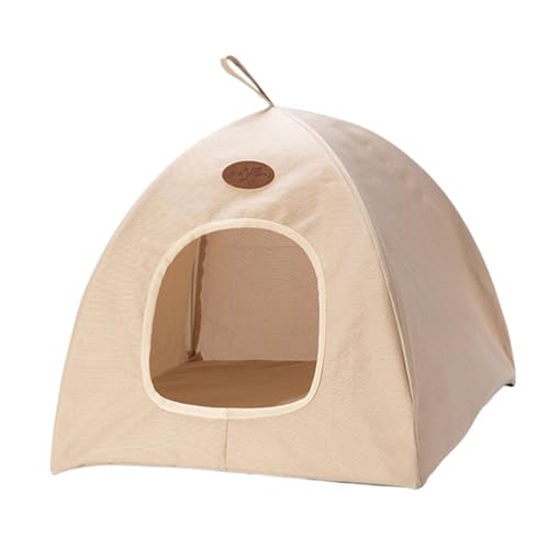 ＡＷＨＡＯ Faltbares Kätzchenzelt, Haustierzeltnest, abnehmbares, waschbares Sommerbett für kleine Hunde, Katzenschlafbett für Welpen im Haushalt, Beige, S von ＡＷＨＡＯ