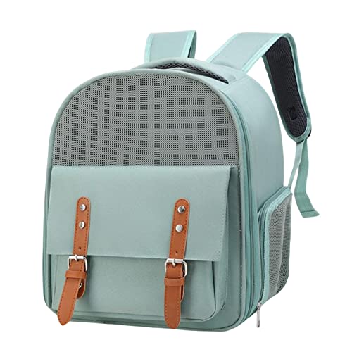 ＡＷＨＡＯ Geräumiger Katzenrucksack mit verstellbarem Schultergurt, belüftet, ideal für Katzen und kleine Hunde, Haustierrucksack für Ausflüge, GRÜN von ＡＷＨＡＯ