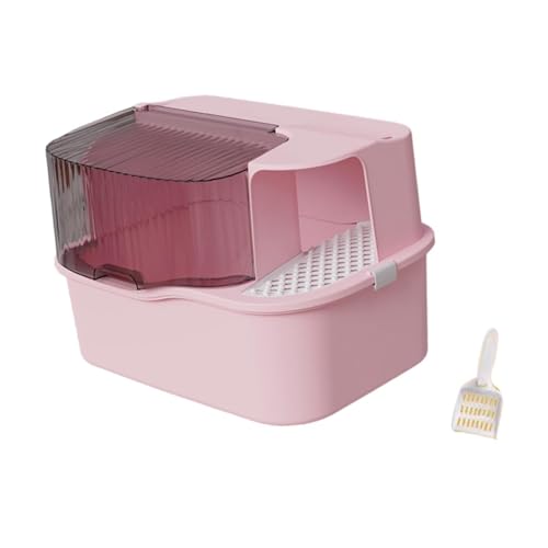 ＡＷＨＡＯ Geschlossene Katzentoilette Katzentoilette Bettpfanne mit Schaufel Gang Sandkasten Katzentoilette Katzentoilette für alle Arten von Katzenstreu, Rosa von ＡＷＨＡＯ